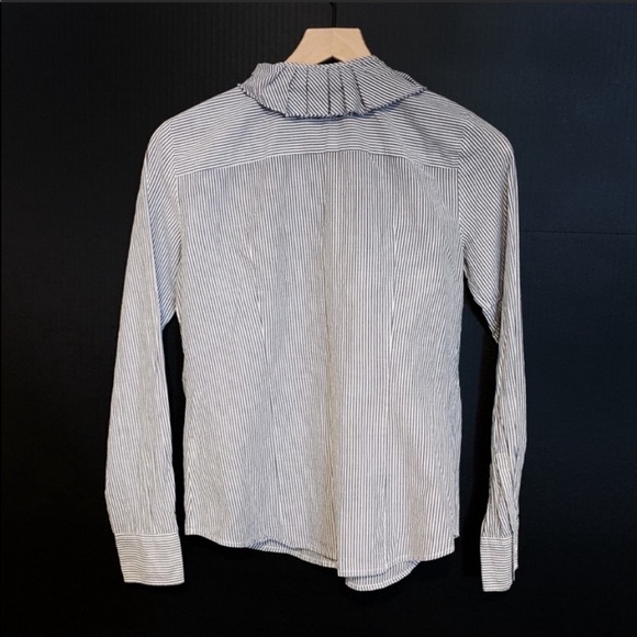 J.CREW Striped Frances Tuxedo Ruffle Button Up Top - Picture 4 of 6